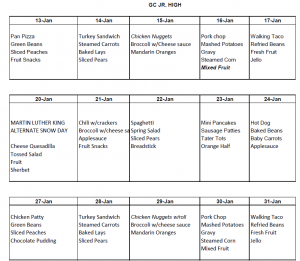 Lunch Menu | GC Junior High